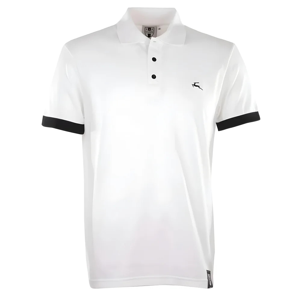 Bukta Lifestyle Polo White With Cuffs Polyester Chelsea Made By: Toffs Men's Black 4XL