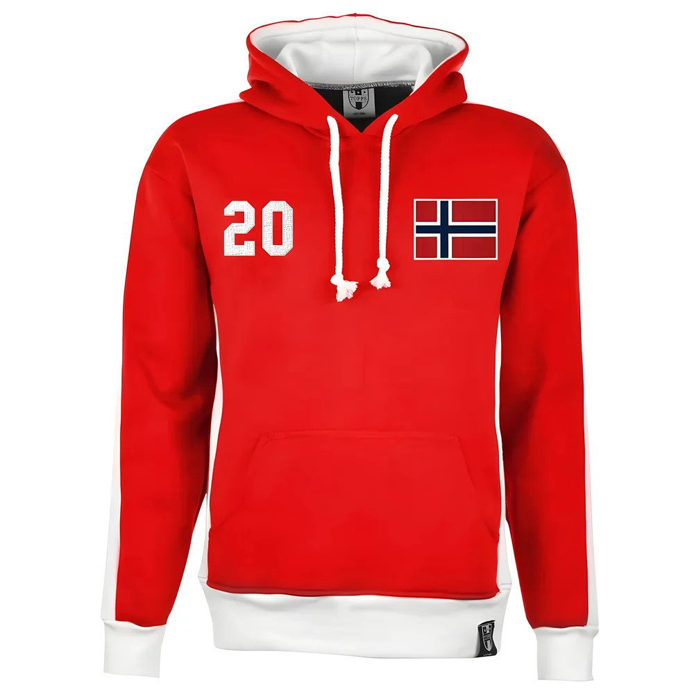 Norway Number 20 Retro Hoodie Polyester Made By: Toffs Men's Red 5XL