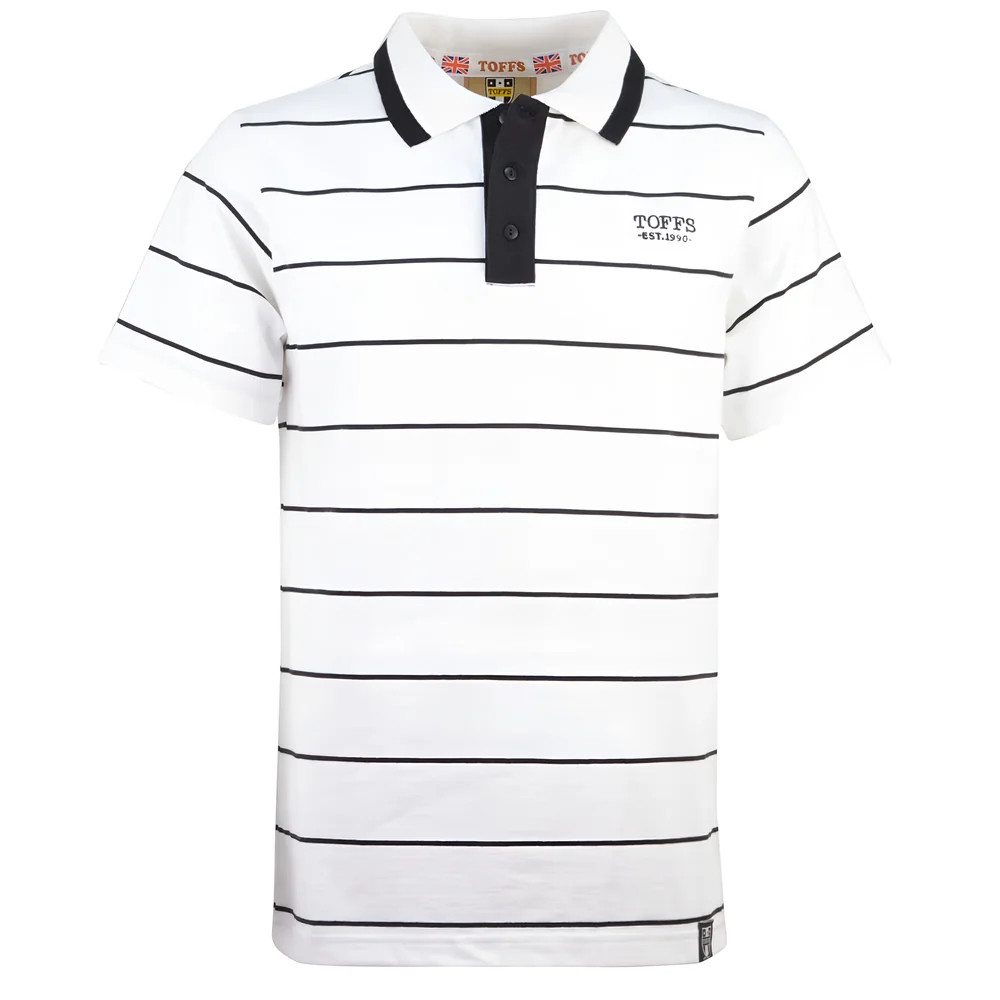 Toffs Est 1990 Striped Polo Shirt Polyester Chelsea Men's White 3XL