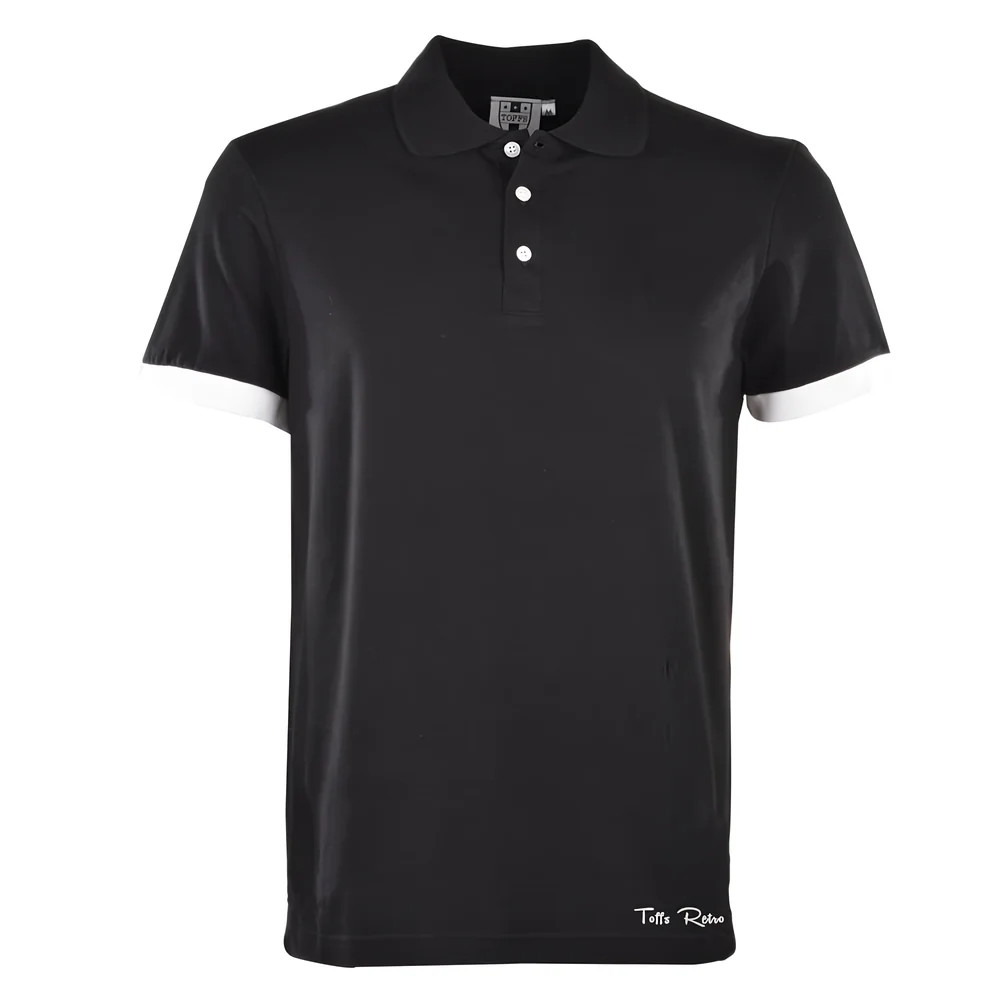 Toffs Retro Polo Shirt - With White Cuffs Polyester Chelsea Men's Black Xxl