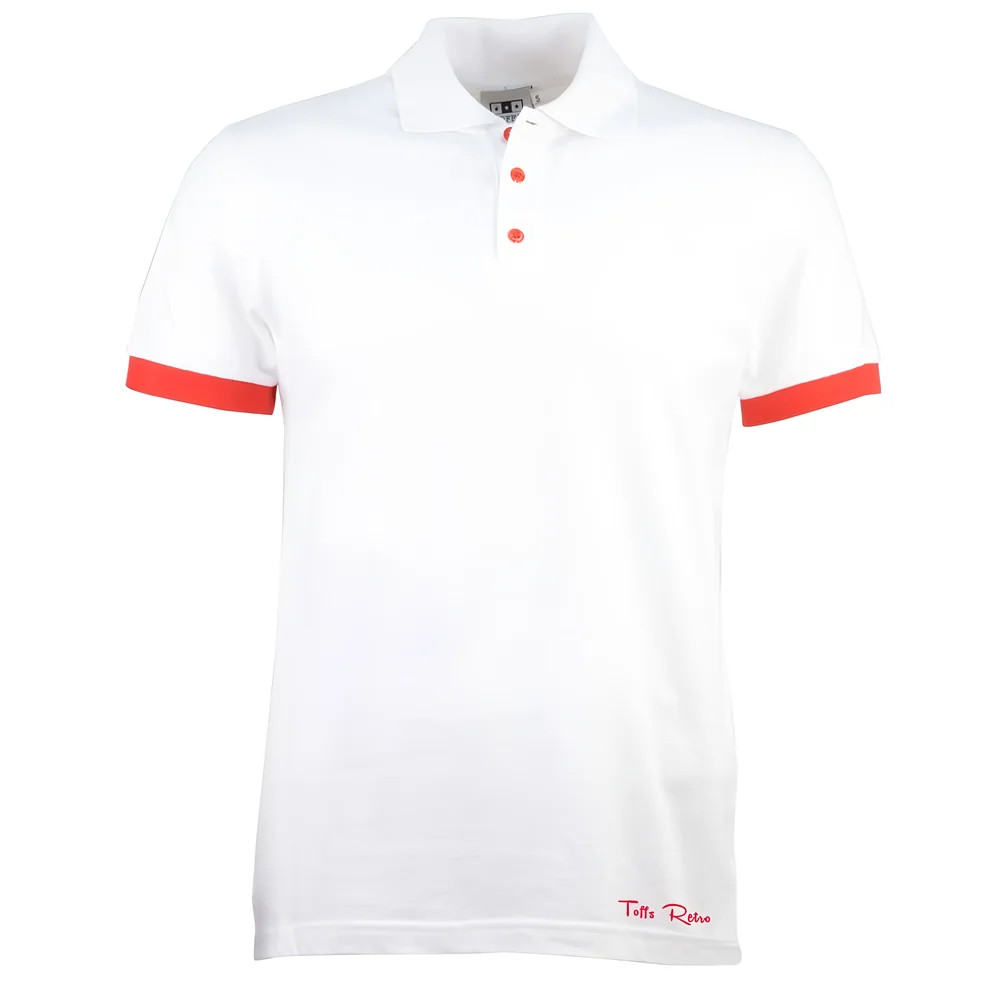 Toffs Retro Polo Shirt - White/ Polyester Chelsea Men's Red 5XL