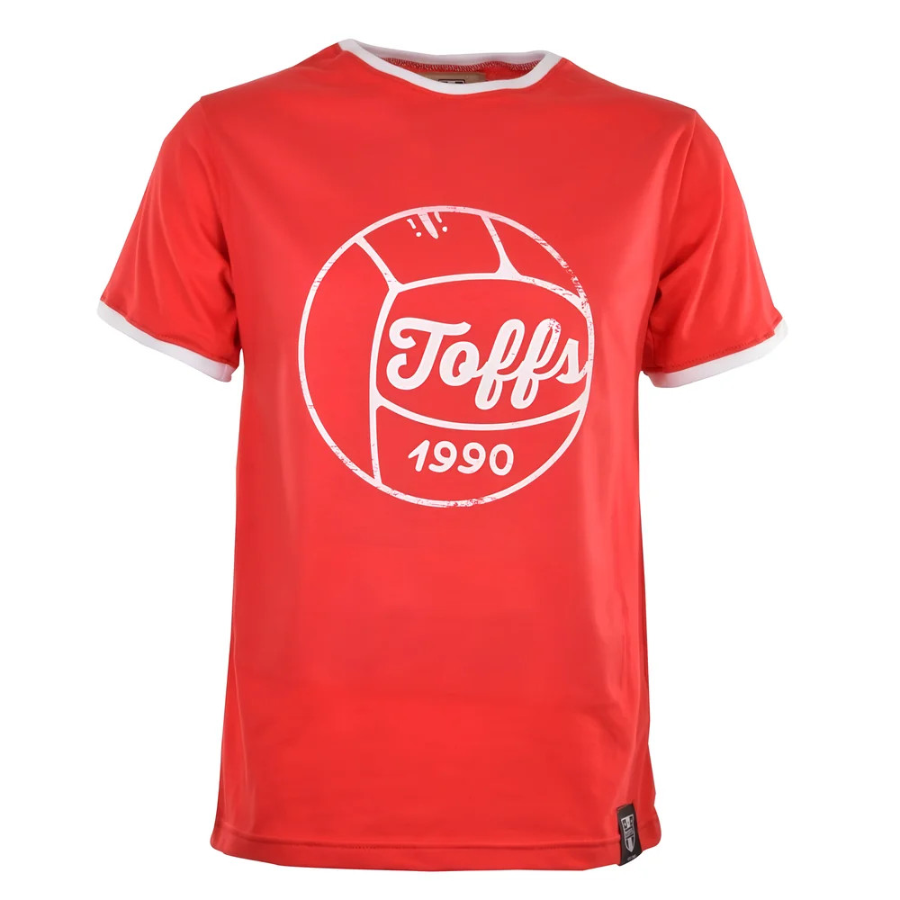 Toffs Football T-Shirt - /White Ringer Polyester Chelsea Men's Red 5XL