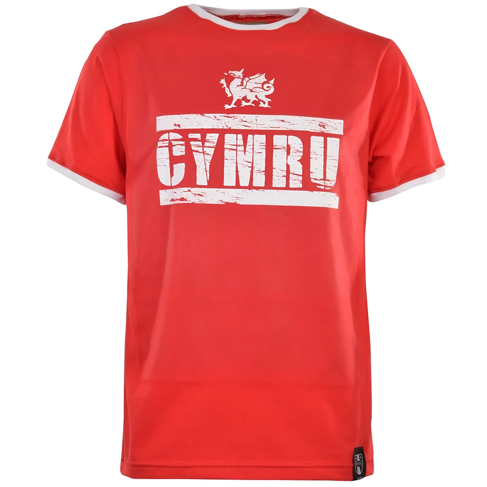 Wales T-Shirt - /White Ringer Polyester Made By: Toffs Men's Red 4XL
