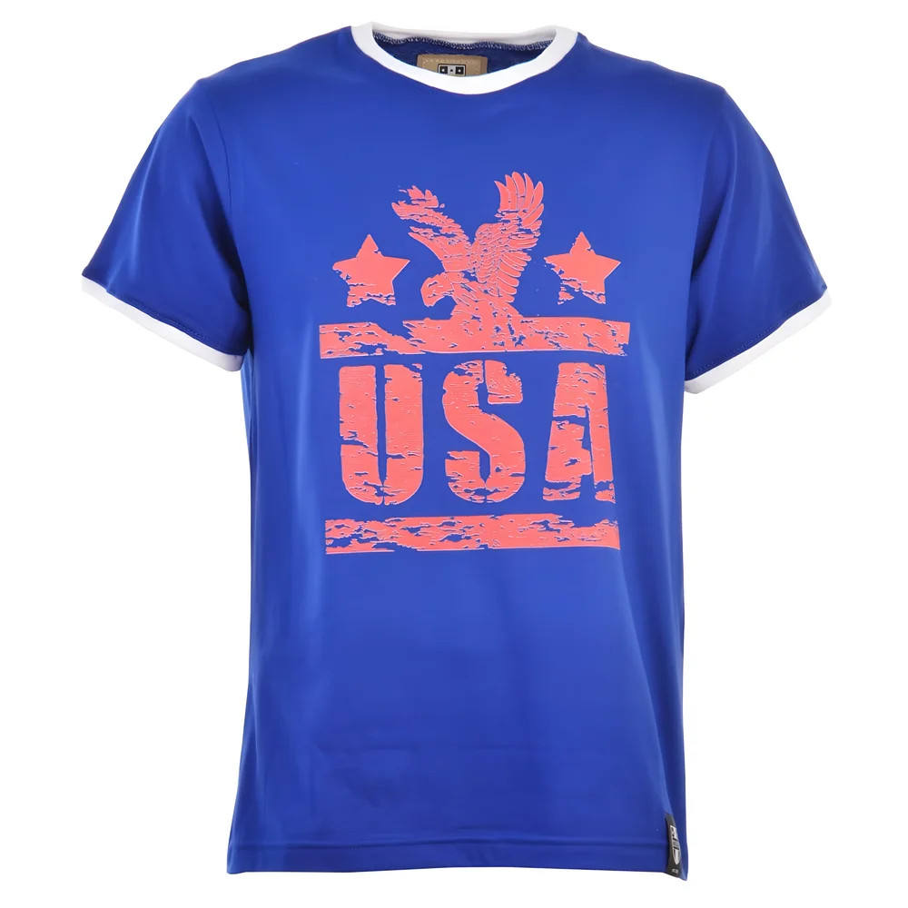 Usa T-Shirt - Royal/ Ringer Polyester Made By: Toffs Men's White 5XL