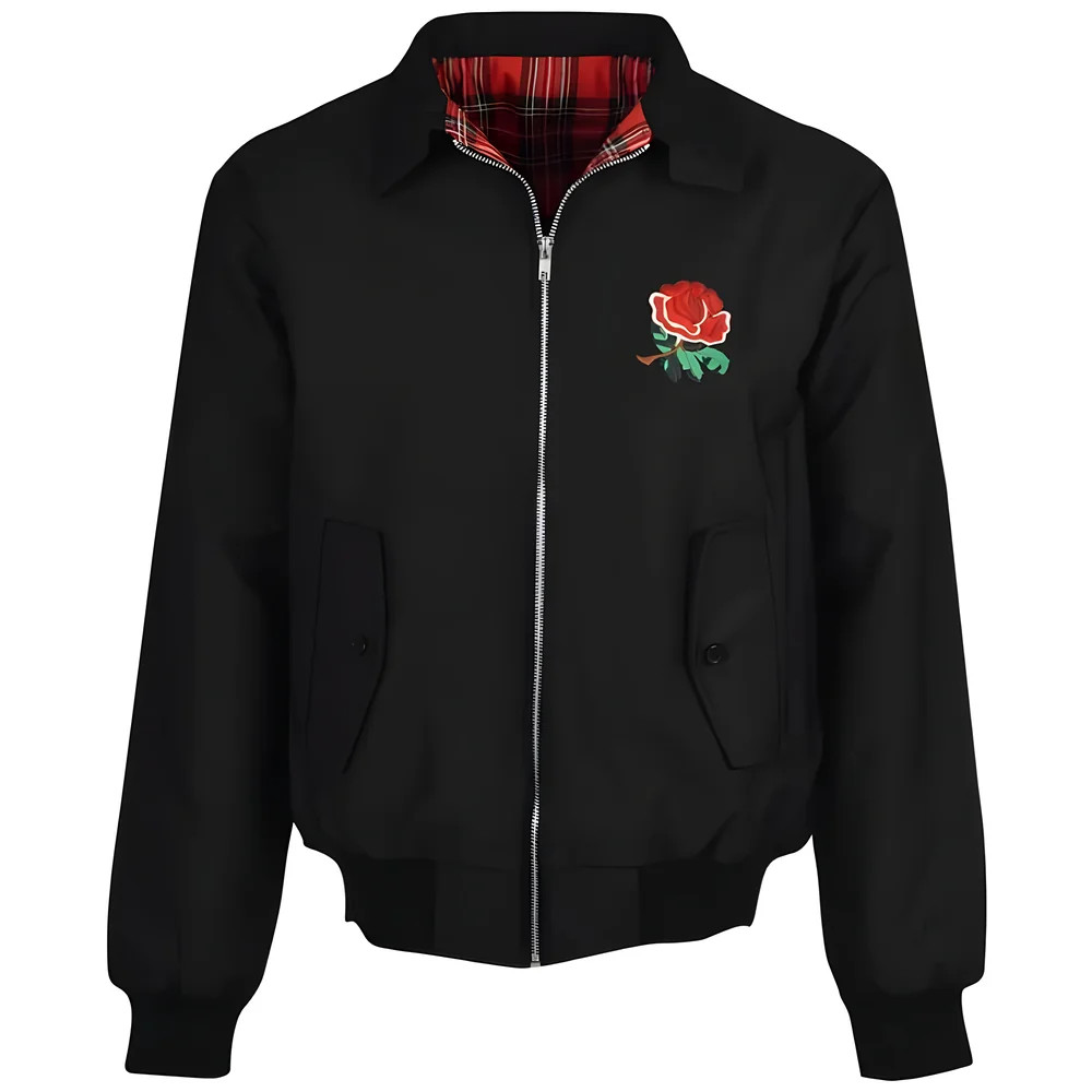 England 1980 Rugby Harrington Jacket Polyester Made By: Toffs Men's Black 4XL