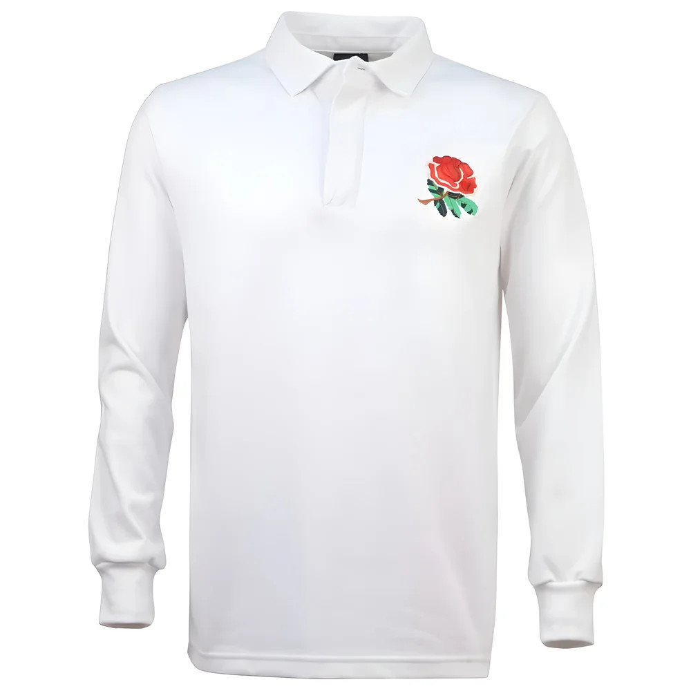 England 1980 Vintage Rugby Shirt Polyester Made By: Toffs Men's White 4XL