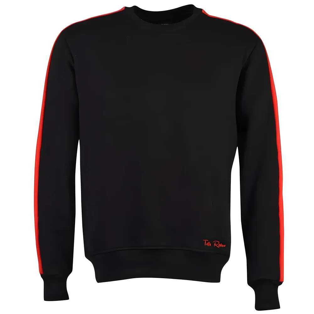 Toffs Retro Sweatshirt Red Sleeve Panels Polyester Chelsea Men's Black 3XL