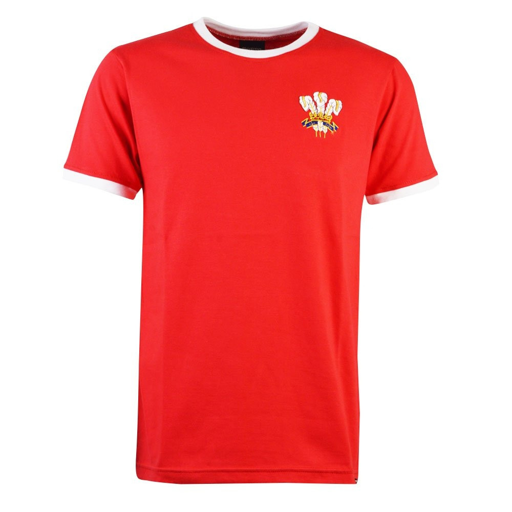 Wales Rugby T-Shirt - /White Ringer Polyester Made By: Toffs Men's Red 4XL