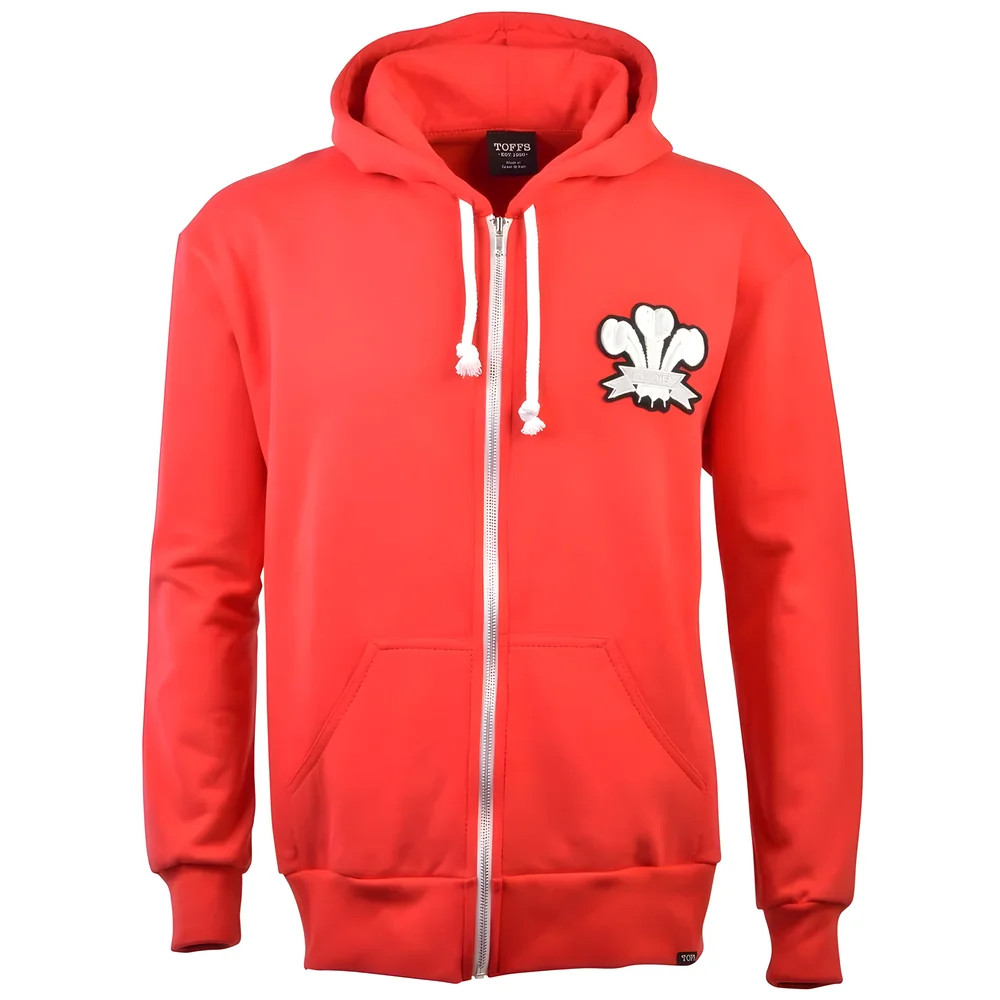 Wales 1905 Vintage Rugby Zipped Hoodie - Polyester Made By: Toffs Men's Red 4XL