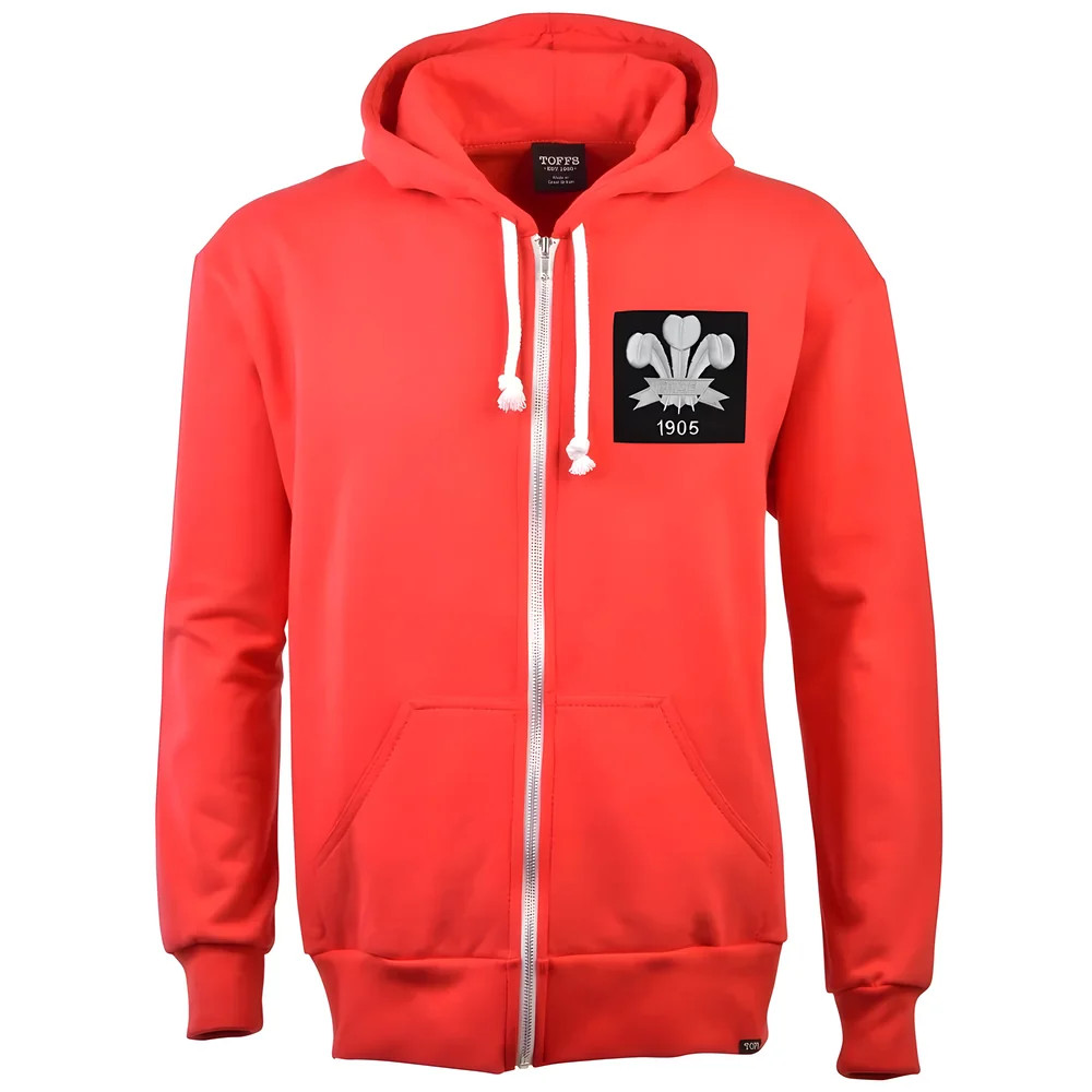 Wales Feathers 1905 Vintage Zipped Hoodie - Polyester Made By: Toffs Men's Red 4XL