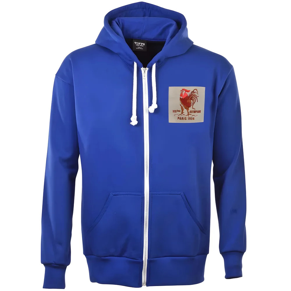 France Rooster 1924 Vintage Zipped Hoodie - Royal Polyester Made By: Toffs Men's Blue 4XL