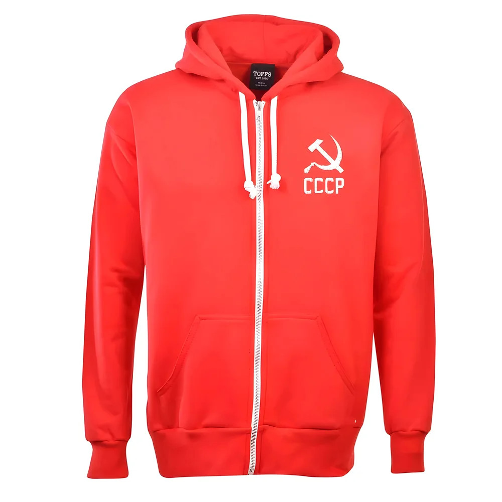 Soviet Union (Cccp) Zipped Hoodie - Polyester Russia Made By: Toffs Men's Red Xxl