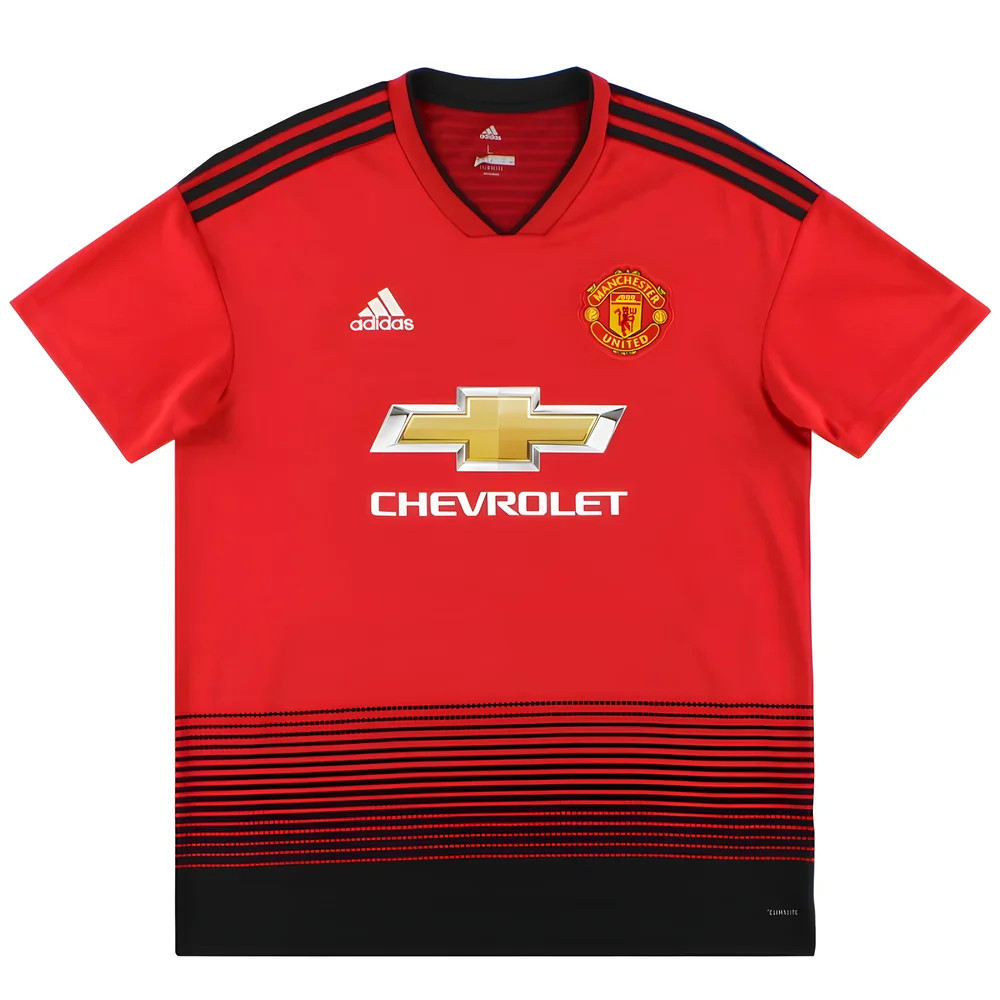 '18-'19 Manchester United Home Shirt (M) (Excellent) Polyester Made By: Adidas Men's Red Medium