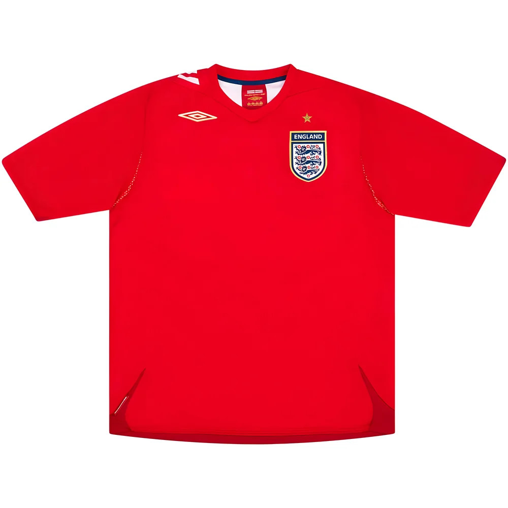 '06-'08 England Away Shirt (S) (Very Good) Polyester Made By: Umbro Men's Red Small