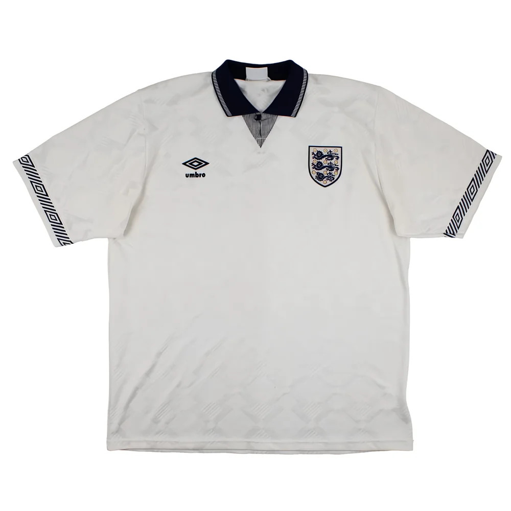 '90-'92 England Home Shirt (L) (Very Good) Polyester Made By: Umbro Men's White Large
