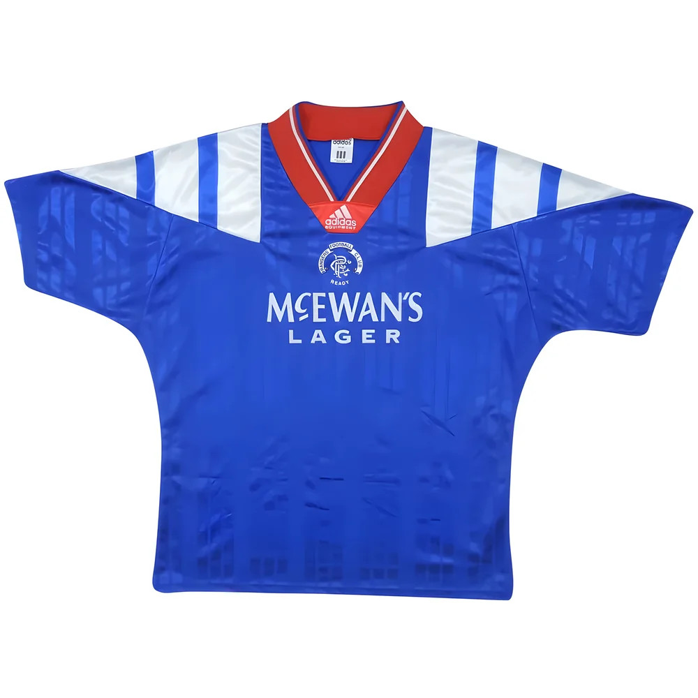 '92-'94 Rangers Home Shirt ) (Excellent) Polyester Made By: Adidas Men's Blue Extra Large