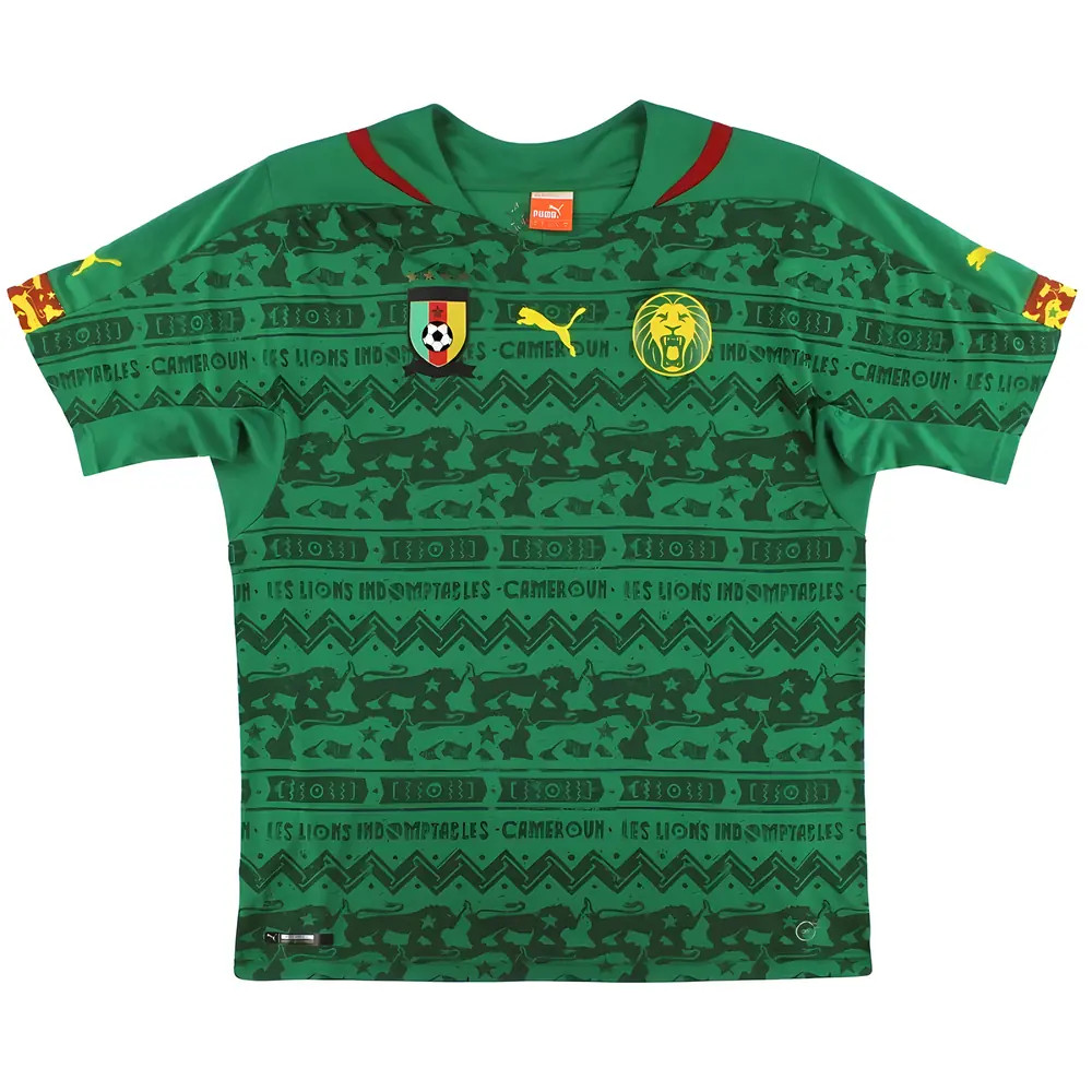 '14-'15 Cameroon Home Shirt (Excellent) Polyester Made By: Puma Men's Green Xxl