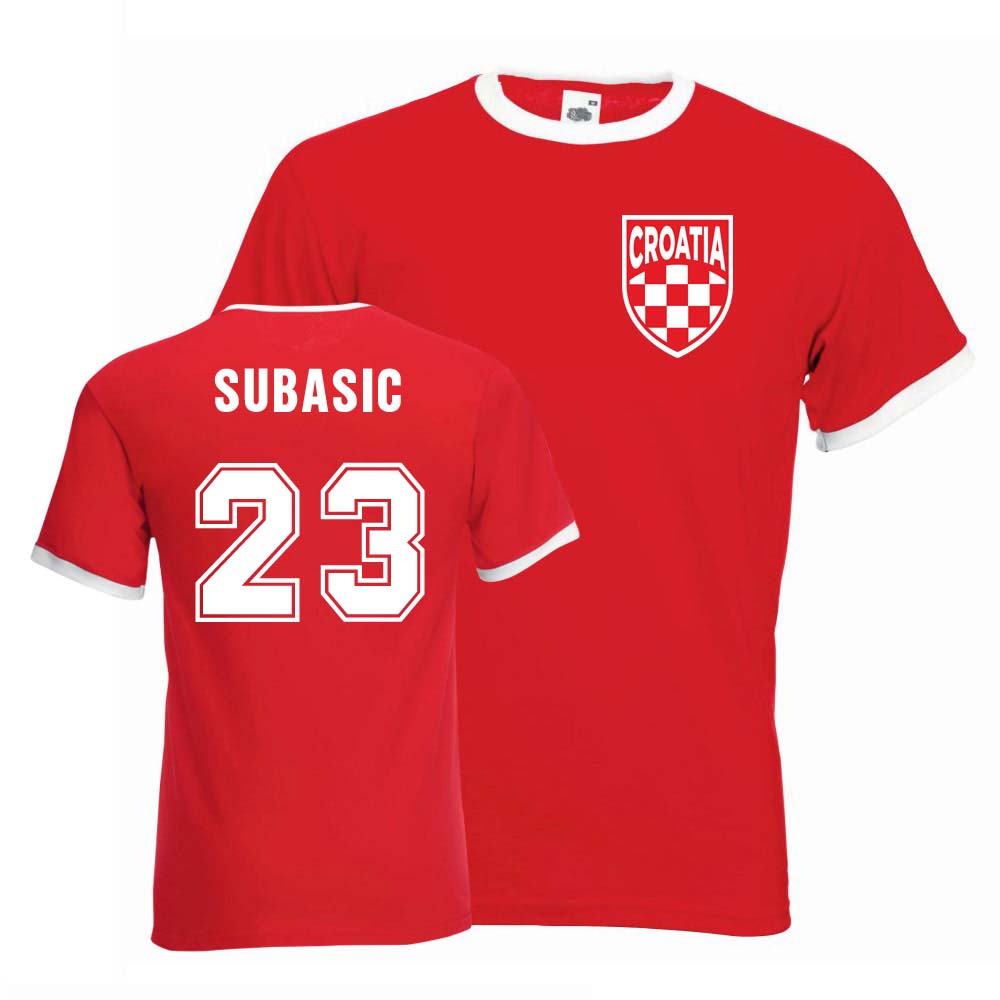 Danijel Subasic Croatia Ringer Tee (Red) Polyester Uksoccershop Men's Red Xxl