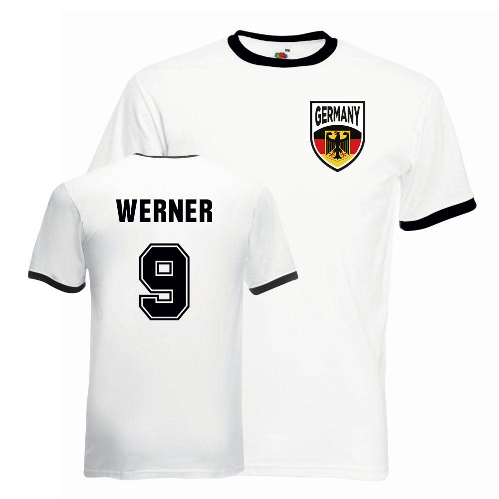 Timo Werner Germany Ringer Tee (White-) Polyester Uksoccershop Men's Black Medium