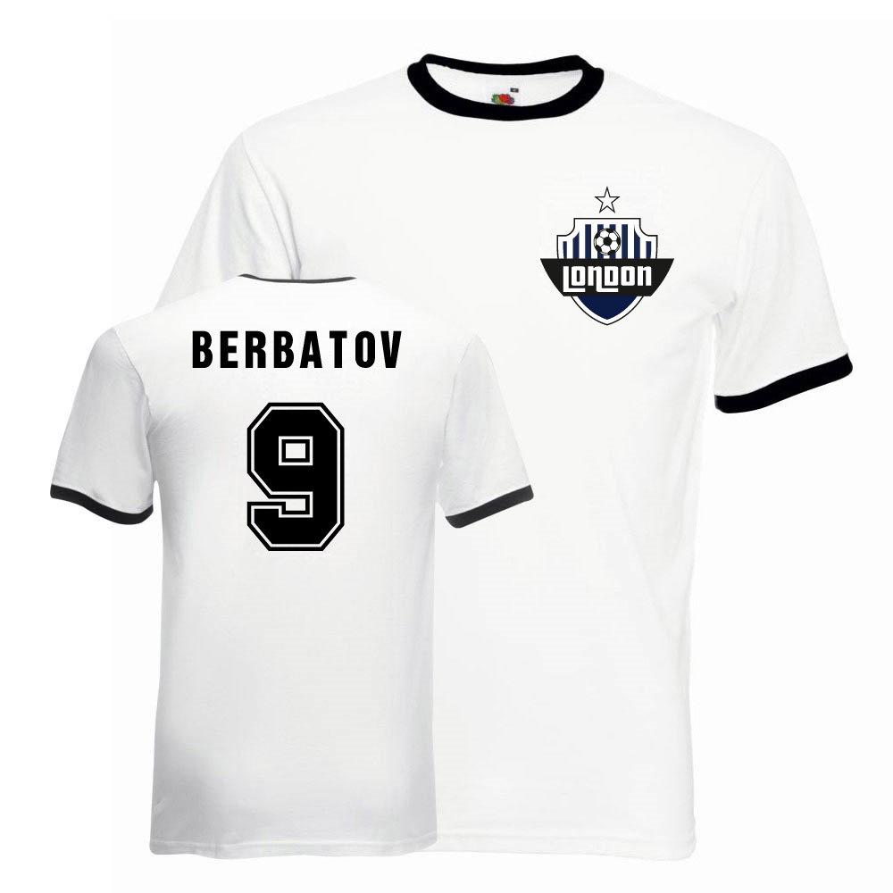 Dimitar Berbatov Tottenham Ringer Tee (White-) Polyester Uksoccershop Men's Black Extra Large