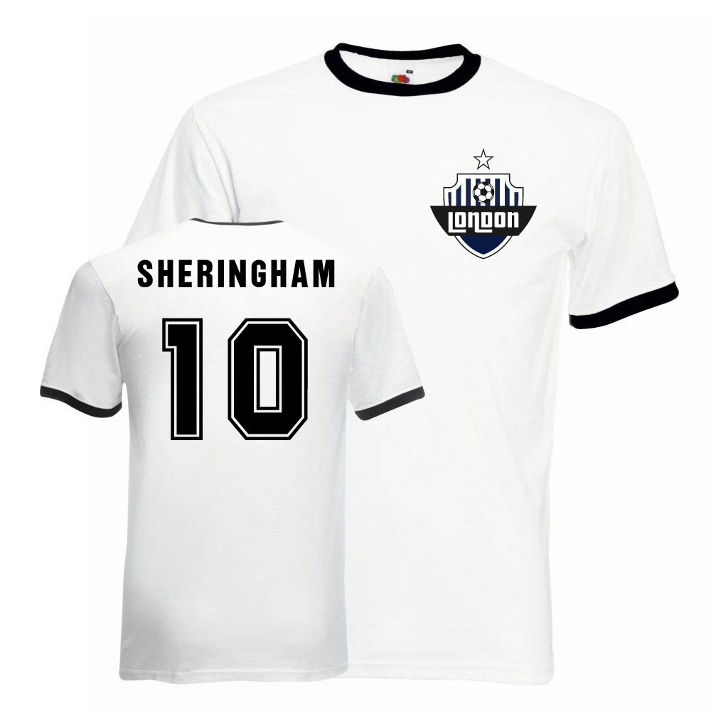 Teddy Sheringham Tottenham Ringer Tee (White-) Polyester Uksoccershop Men's Black Large
