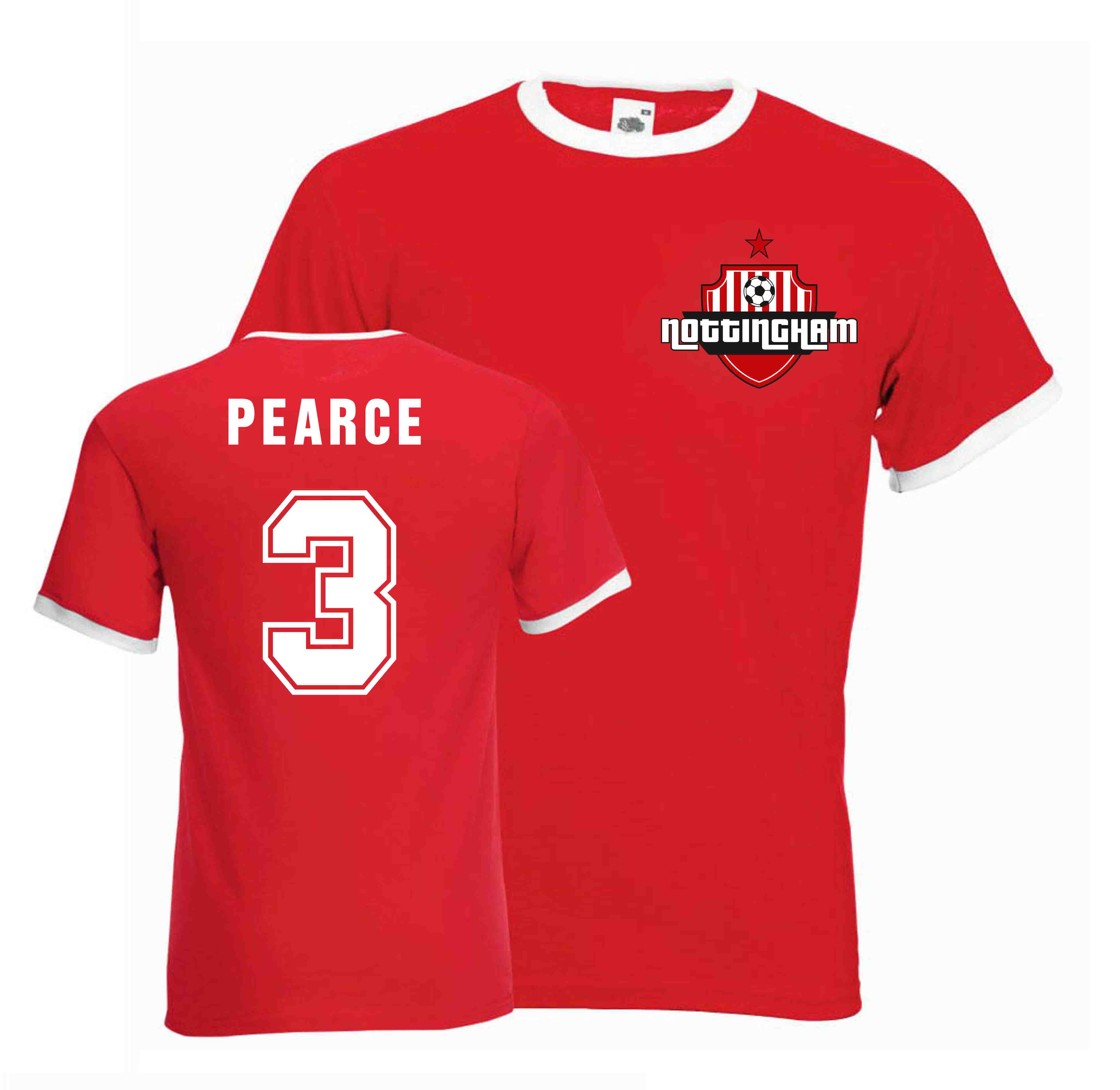 Stuart Pearce Nottingham Forest Ringer Tee (Red) Polyester Uksoccershop Men's Red Extra Large