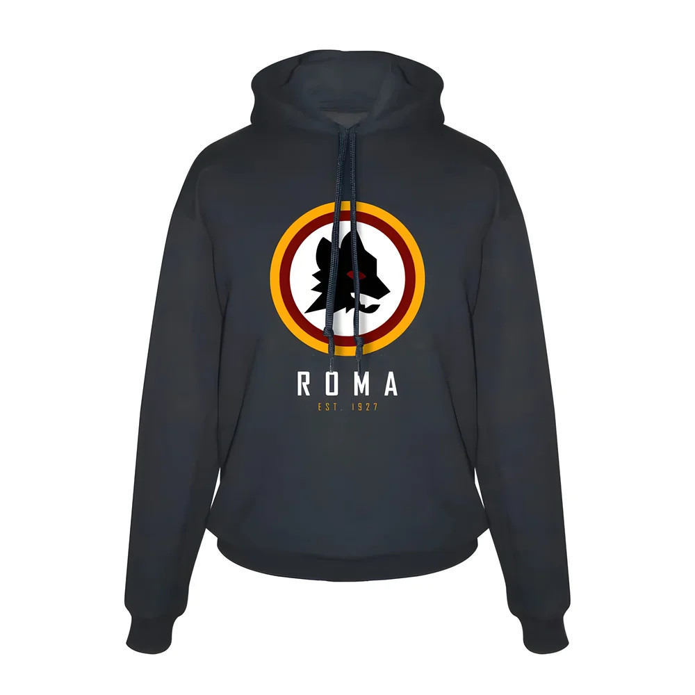 Roma \'Lupo\' Footer With Hood - Polyester Made By: Soccer Tees Men's Grey Extra Large