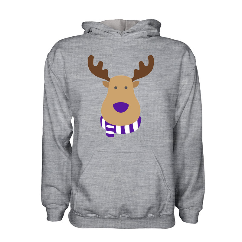 Real Madrid Rudolph Supporters Hoody (Grey) - Kids Men's Polyester Made By: Gildan Boys Grey Medium