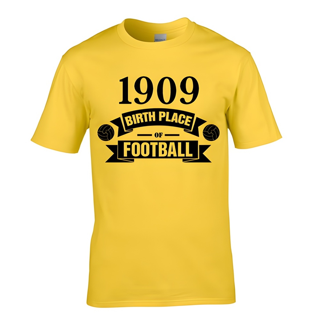 Borussia Dortmund Birth Of Football T-Shirt (Yellow) Polyester Made By: Gildan Men's Yellow Large