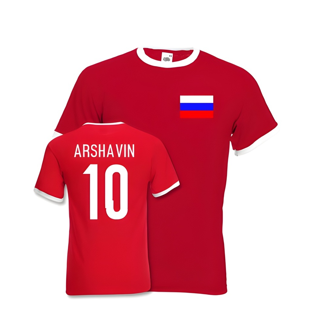 Andrei Arshavin Russia Ringer Tee (Red) Polyester Made By: Gildan Men's Red Extra Large
