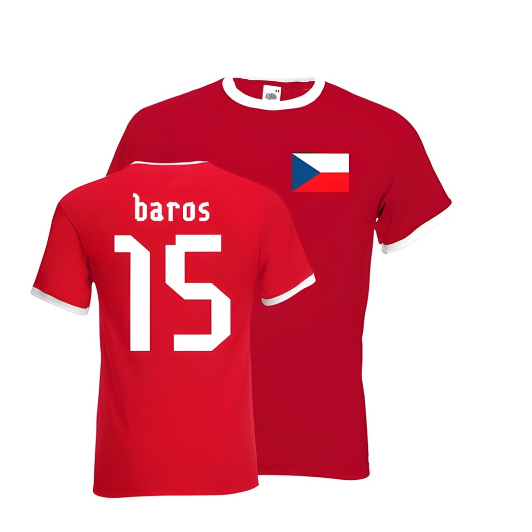 Milan Baros Czech Republic Ringer Tee (Red) Polyester Made By: Gildan Men's Red Medium