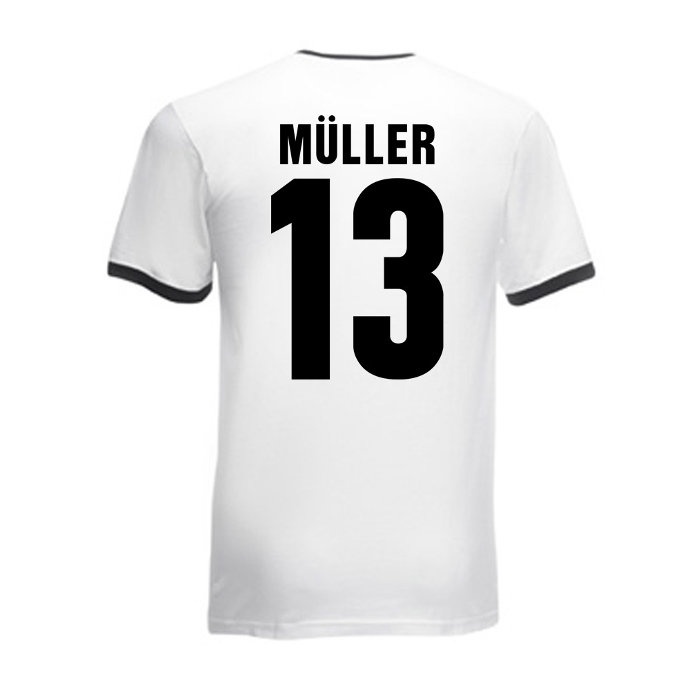 Click to view product details and reviews for Thomas Muller Germany Ringer Tee White Black.