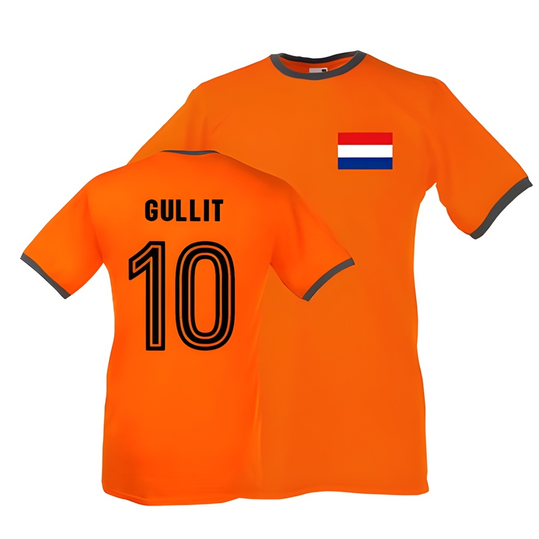 Ruud Gullit Holland Ringer Tee (Orange) Polyester Made By: Gildan Men's Orange Medium