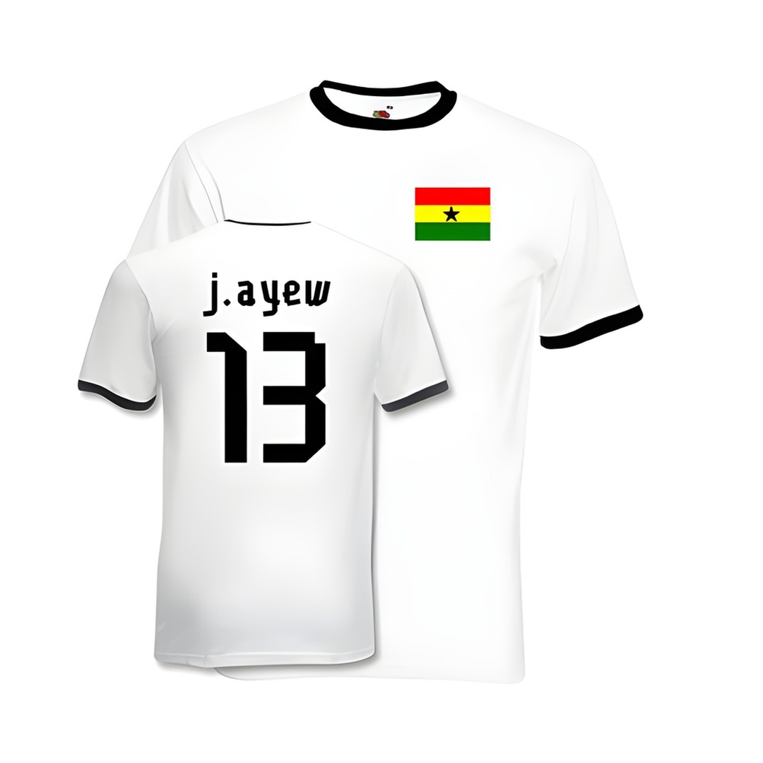 Jordan Ayew Ghana Ringer Tee (White) Polyester Made By: Gildan Men's White Large