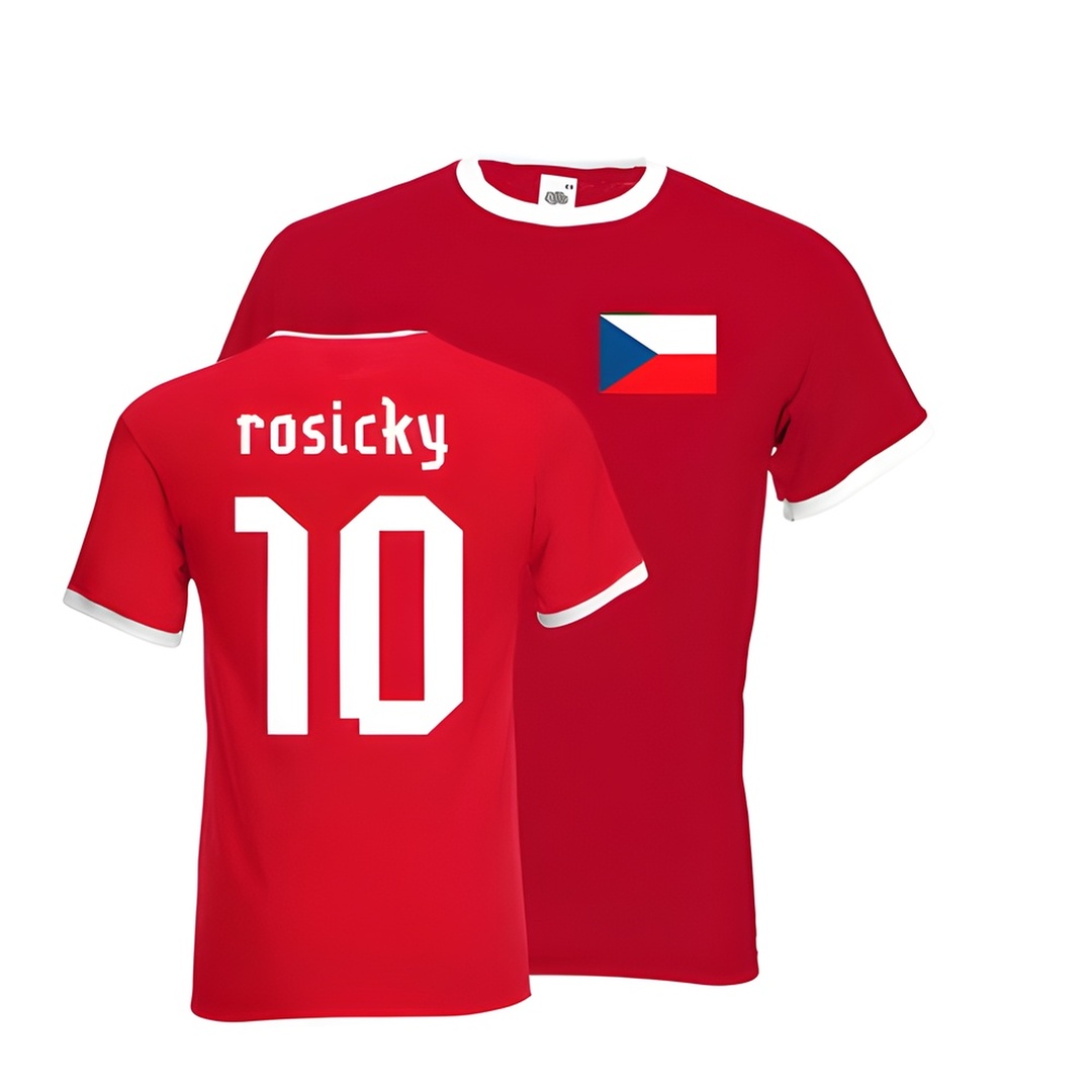 Tomas Rosicky Czech Republic Ringer Tee (Red) Polyester Made By: Gildan Men's Red Xxl