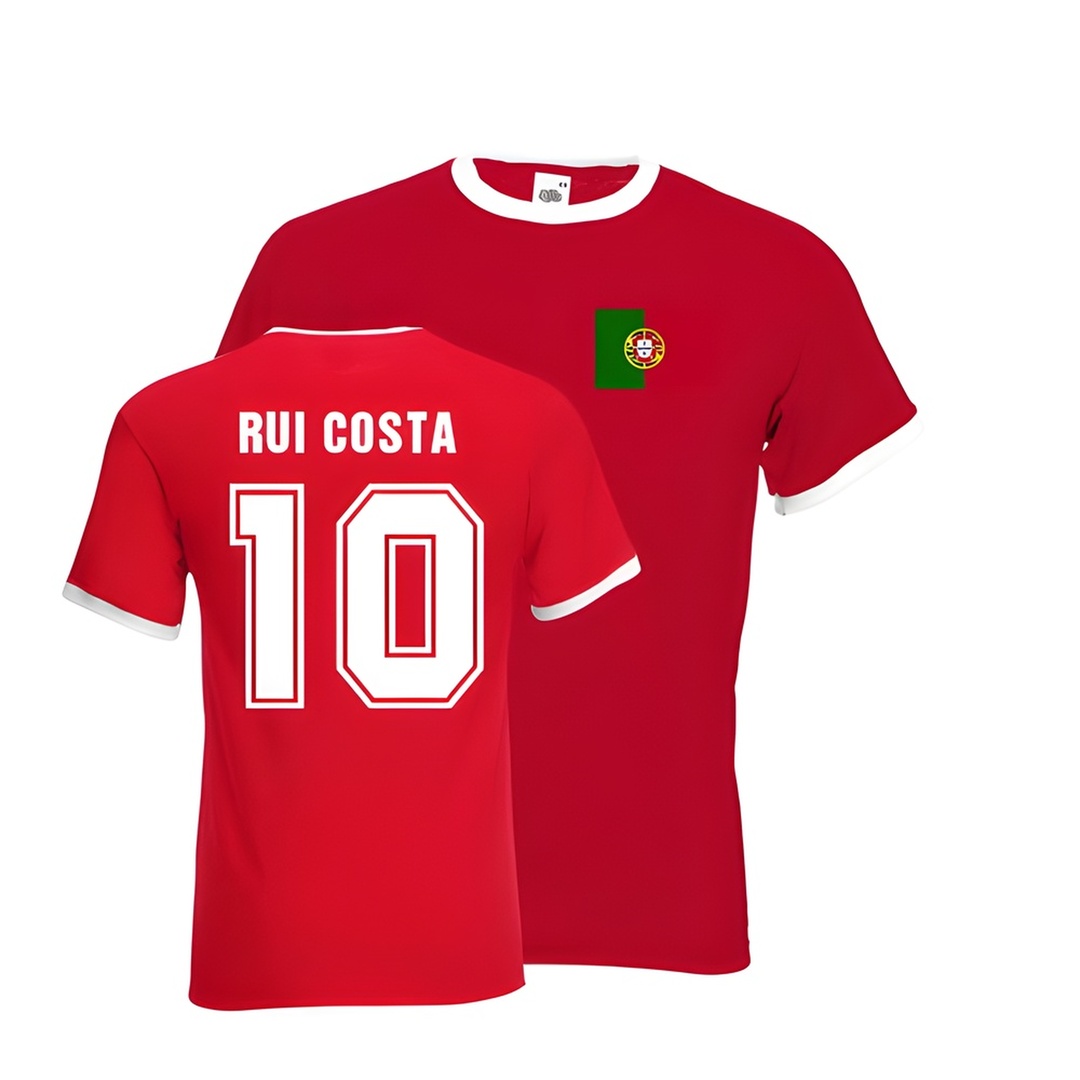 Rui Costa Portugal Ringer Tee (Red) Polyester Made By: Gildan Men's Red Extra Large