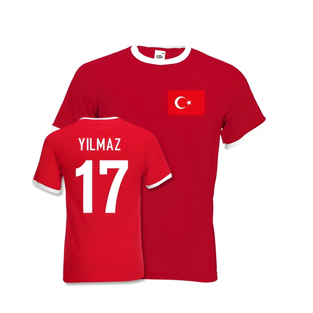 Burak Yilmaz Turkey Ringer Tee (Red) Polyester Made By: Gildan Men's Red Small