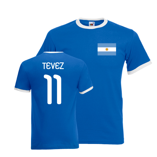 Click to view product details and reviews for Carlos Tevez Argentina Ringer Tee Blue.