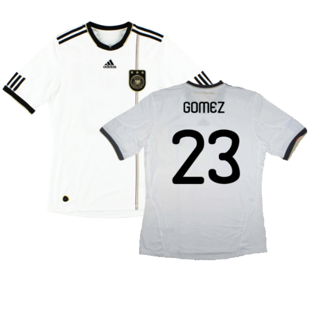 '10-'11 Germany Home Shirt (S) (Very Good) (Gomez 23) Polyester Made By: Adidas Men's White Small