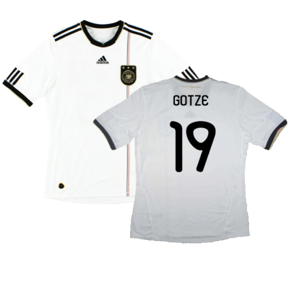 '10-'11 Germany Home Shirt (S) (Very Good) (Gotze 19) Polyester Made By: Adidas Men's White Small