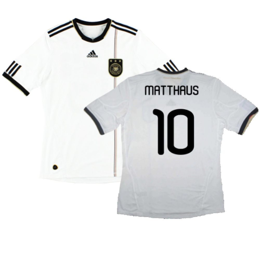 '10-'11 Germany Home Shirt (S) (Very Good) (Matthaus 10) Polyester Made By: Adidas Men's White Small