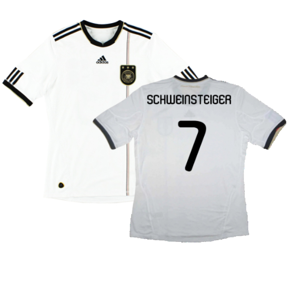 '10-'11 Germany Home Shirt (S) (Excellent) (Schweinsteiger 7) Polyester Made By: Adidas Men's White Small