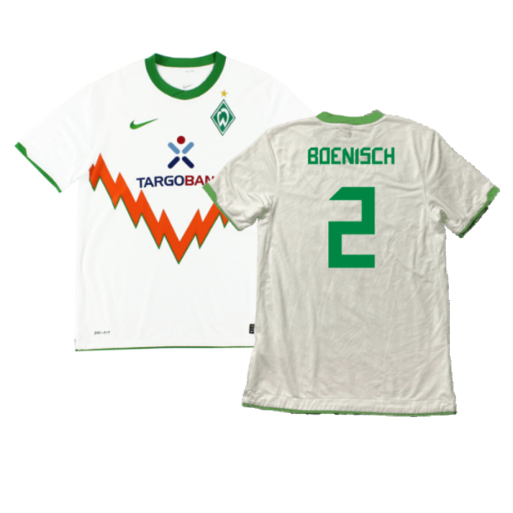 '10-'11 Werder Bre Away Shirt (Very Good) (Boenisch 2) Polyester Made By: Nike Men's White Xxl