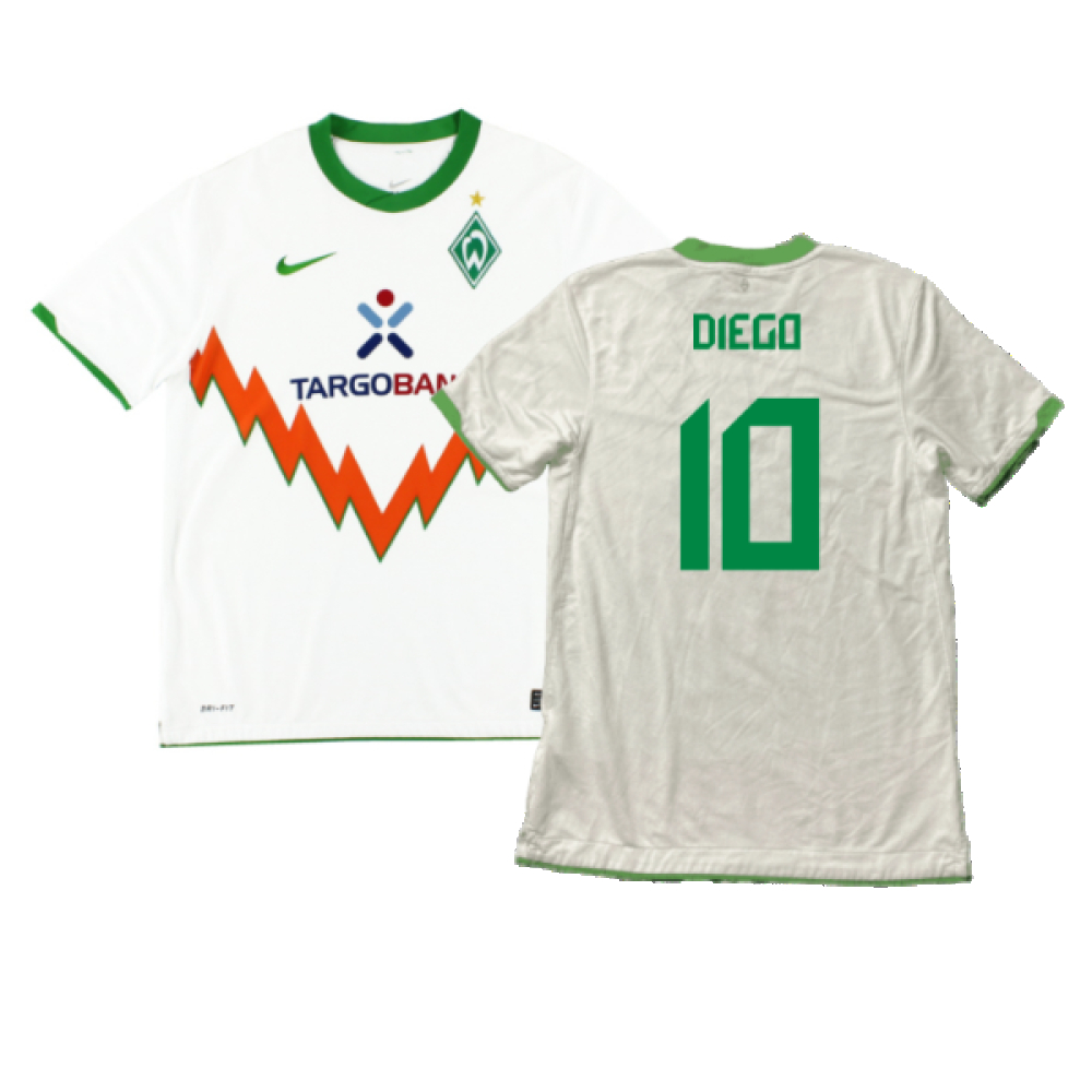 '10-'11 Werder Bre Away Shirt (Very Good) (Diego 10) Polyester Made By: Nike Men's White Xxl