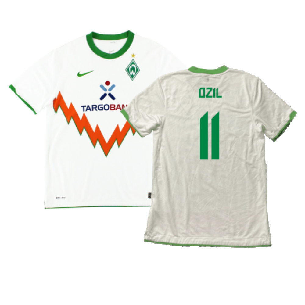 '10-'11 Werder Bre Away Shirt (Very Good) (Ozil 11) Polyester Made By: Nike Men's White Xxl