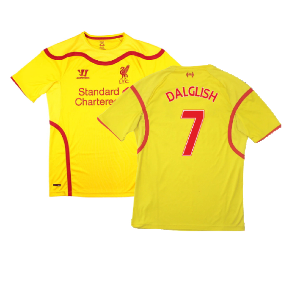 '14-'15 Liverpool Warrior Away Shirt (Mint) (Dalglish 7) Polyester Men's Yellow Medium
