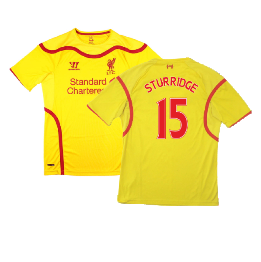 '14-'15 Liverpool Warrior Away Shirt (Mint) (Sturridge 15) Polyester Men's Yellow Medium