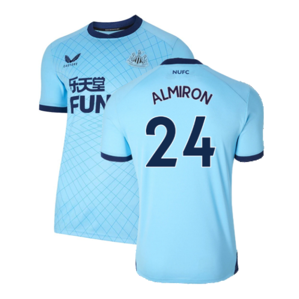 '21-'22 Newcastle United Third Shirt ) (Excellent) (Almiron 24) Polyester Made By: Castore Men's Blue Xxl