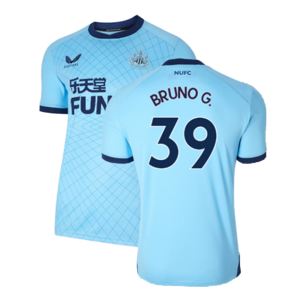 '21-'22 Newcastle United Third Shirt ) (Excellent) (Bruno G. 39) Polyester Made By: Castore Men's Blue Xxl