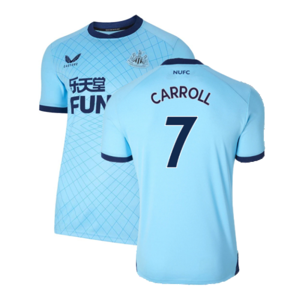 '21-'22 Newcastle United Third Shirt ) (Excellent) (Carroll 7) Polyester Made By: Castore Men's Blue Xxl